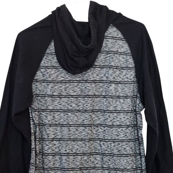 American Crusader Mens Hooded Shirt Size L Black Pocket Long Raglan Sleeve - Picture 8 of 9